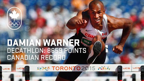 加拿大选手Damian Warner获得泛美运动会男子十项全能金牌 打破加拿大和泛美运动会纪录