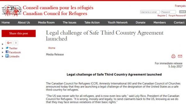 加拿大难民团体向“加美两国难民协议”提出司法挑战