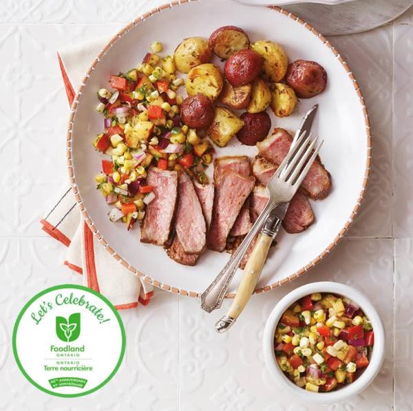 Grilled Steaks with Corn and Nectarine Sals