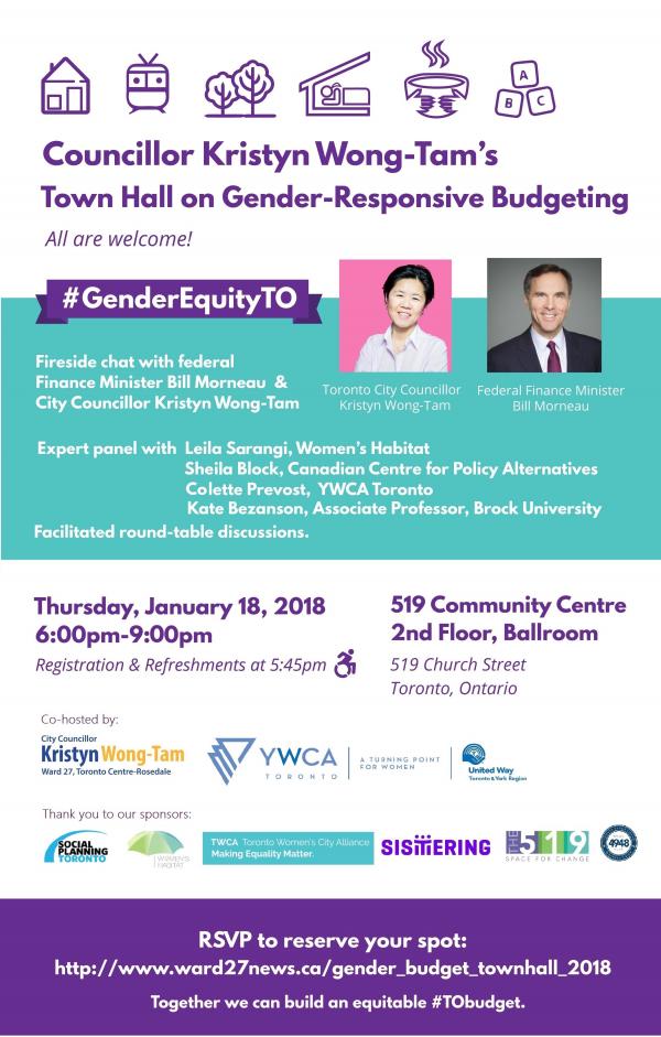 多伦多市议员黄慧文将举行市民论坛 讨论如何制定和实施一个反映性别平等的市政预算案